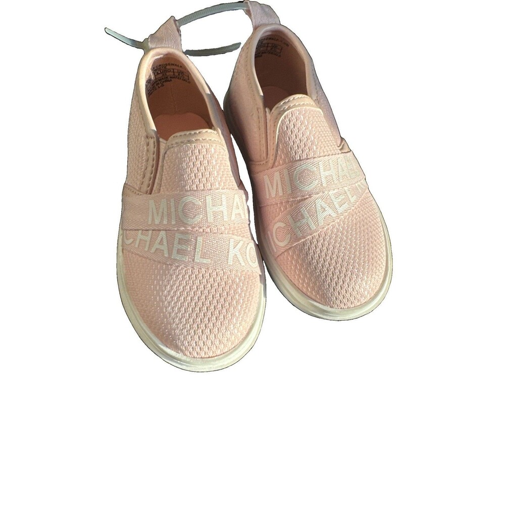 Michael Kors Toddler Girls Slip On Sneakers Size 7T Pink Logo Mesh NWOB